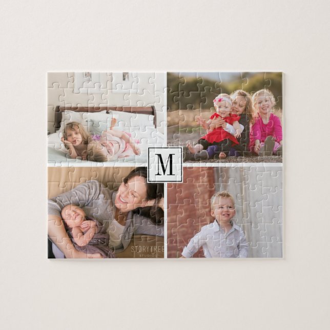 Puzzle Collage photo et monogramme quatre photos de famil (Horizontal)