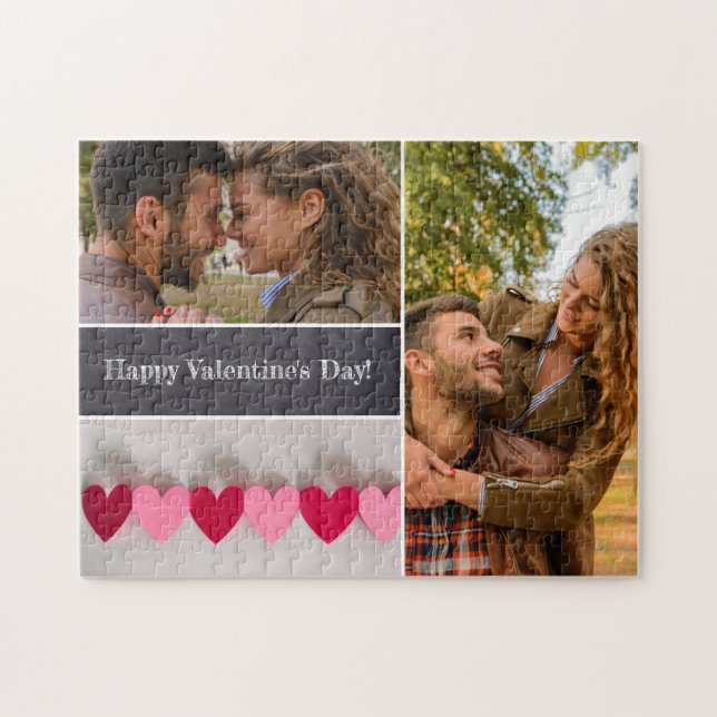 Puzzle Collage photo Heureuse Sainte-Valentin personnalis (Horizontal)
