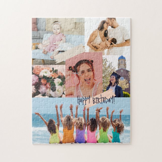 Puzzle Collage photo moderne Joyeux anniversaire mignon (Vertical)