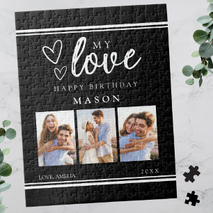 Puzzle Collage Photo Moderne Noir Joyeux Anniversaire