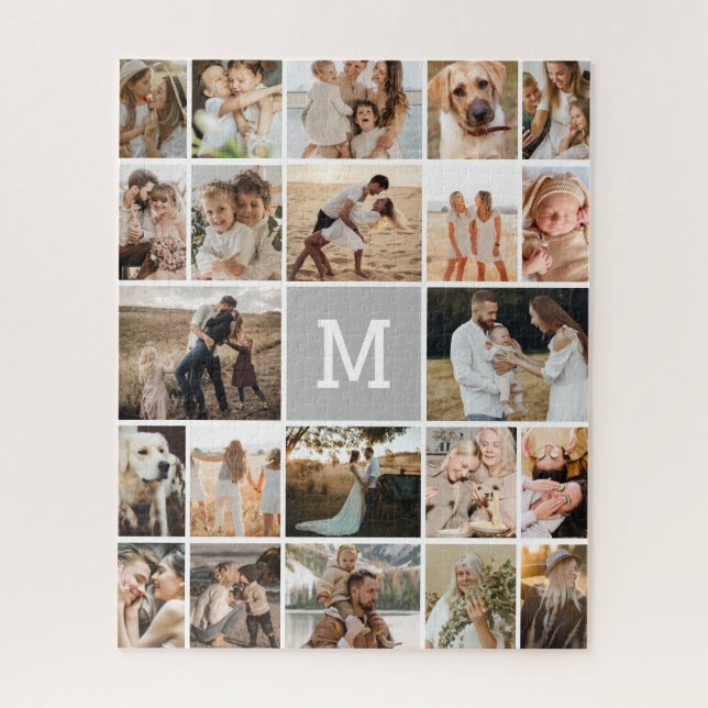 Puzzle Collage photo Monogramme Gris Moderne 22 (Vertical)