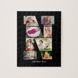 Puzzle Collage photo N en lettres noires et blanches
