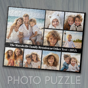 Puzzle Collage Photo Noir 9 - texte blanc - grille tendan
