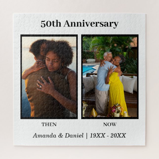 Puzzle Collage photo noir et blanc 2 Anniversaire (Vertical)
