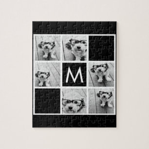 Puzzle Collage photo noir et blanc 6 Monogramme personnal