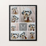 Puzzle Collage photo noir et gris 8 - monogramme classiqu<br><div class="desc">Utilisez des photos carrés pour cette conception. Utilisez huit photos carrés pour créer une grille photo avec un monogramme personnel. Un design amusant avec des photos de différentes tailles et un arrière - plan solide. Ou gardez le chiot hipster et faites un gardien branché. Pour obtenir de meilleurs résultats, recadrez...</div>