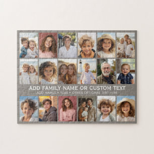 Puzzle Collage photo personnalisé 18 - Taupe - texte blan