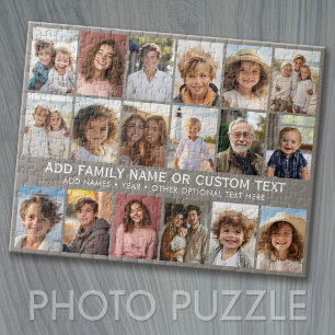 Puzzle Collage photo personnalisé 18 - Taupe - texte blan