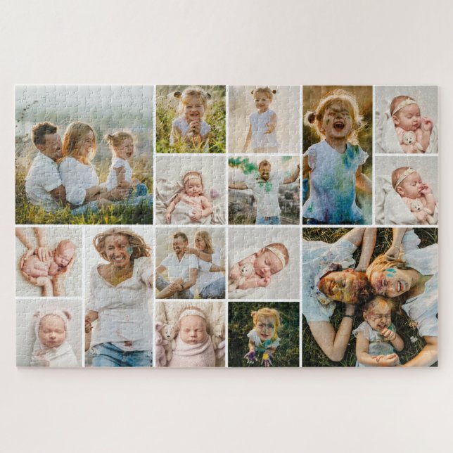 Puzzle Collage photo simple de 16 photos (Horizontal)