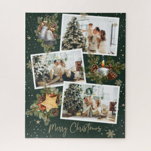 Puzzle Collage photo vert personnalisé Noël