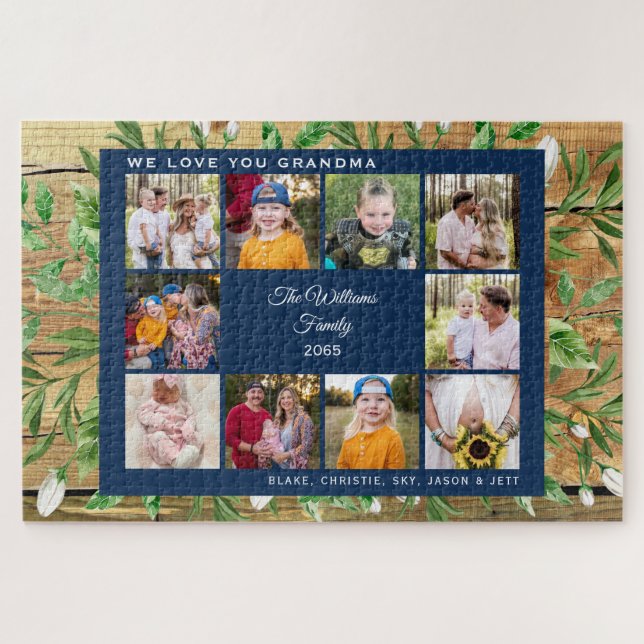Puzzle Collage Photo We Love You Grand-mère Foliage (Horizontal)