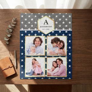 Puzzle Colle de photos de famille à motif étoiles blanche