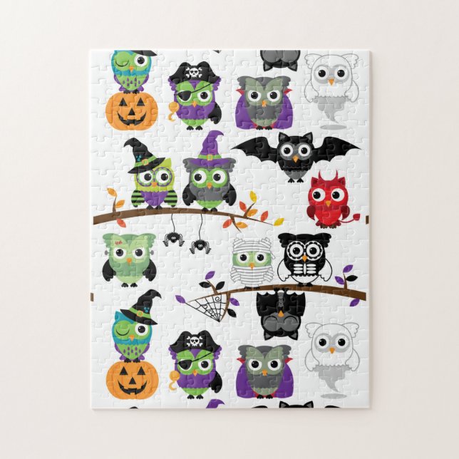 Puzzle Collection De Chouettes D'Halloween Éffrayantes (Vertical)