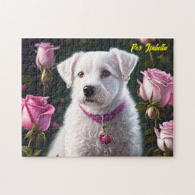 Puzzle Collection Petit Chien Et Rose (Horizontal)