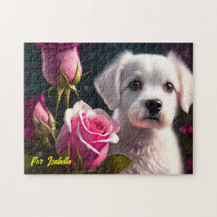 Puzzle Collection Petit Chien Et Rose