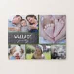 Puzzle Coller des photos avec nom de famille plusieurs im<br><div class="desc">Customisez ce puzzle avec leurs photos de famille comme un cadeau amusant. Changez toutes les photos et le nom de famille. Lignes de séparation vertes. *N'hésitez pas à me contacter si vous avez besoin d'aide pour mes designs. Il est assez facile de transférer un style existant vers un autre produit...</div>