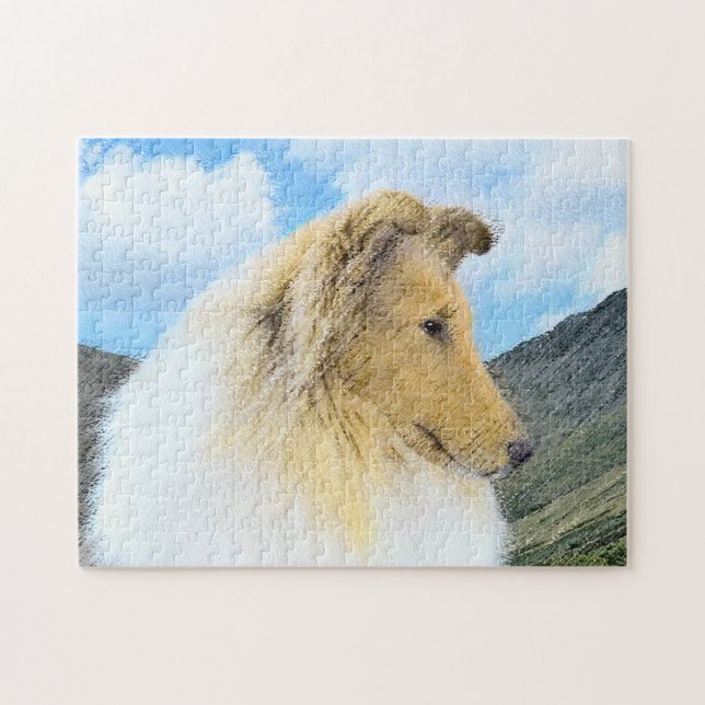 Puzzle Collie en Montagne (Rough) Peinture - Chien Art (Horizontal)