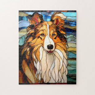 Puzzle Collie en verre tendu