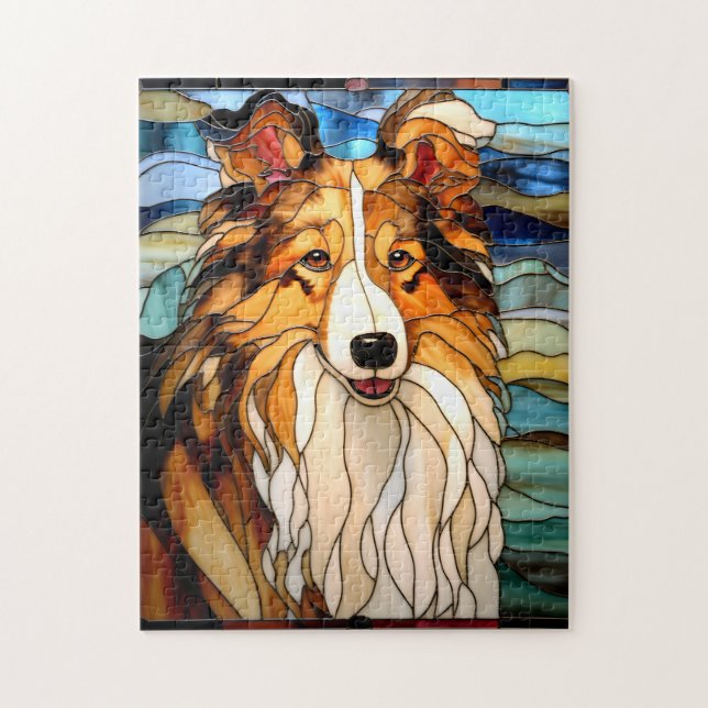 Puzzle Collie en verre tendu (Vertical)