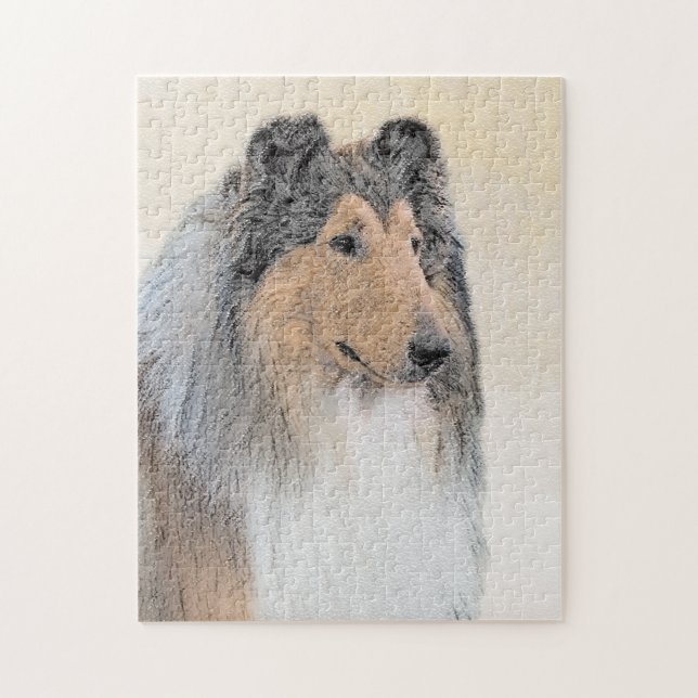 Puzzle Collie (Rough) Peinture - Cute Original Chien Art (Vertical)