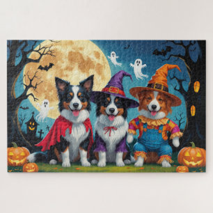 Puzzle Collies frontalières Chiens Citrouille Halloween D