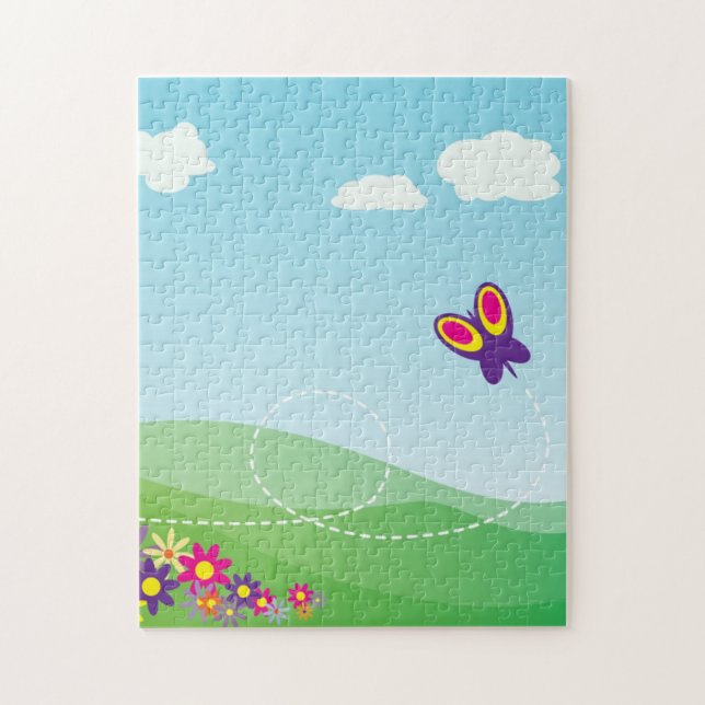 PUZZLE COLLINE AVEC BOUTEILLE ET FLEURS (Vertical)