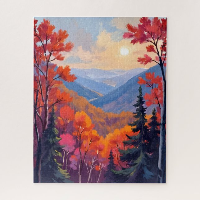 Puzzle Collines d'automne | Feuillage de feuilles d'autom (Vertical)