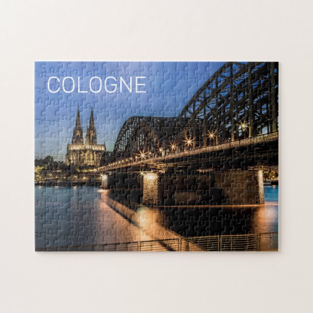 Puzzle Cologne Cityscape Allemagne Dom Souvenir de nuit (Horizontal)