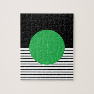 Puzzle Colorblock blanc noir et cercle vert