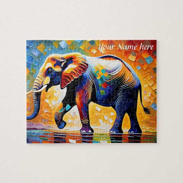 Puzzle Coloré Abstrait Eléphant Majestic (Horizontal)