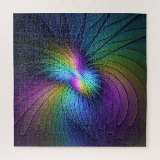 Puzzle Coloré Avec Bleu Moderne Art Fractal Abstrait (Vertical)