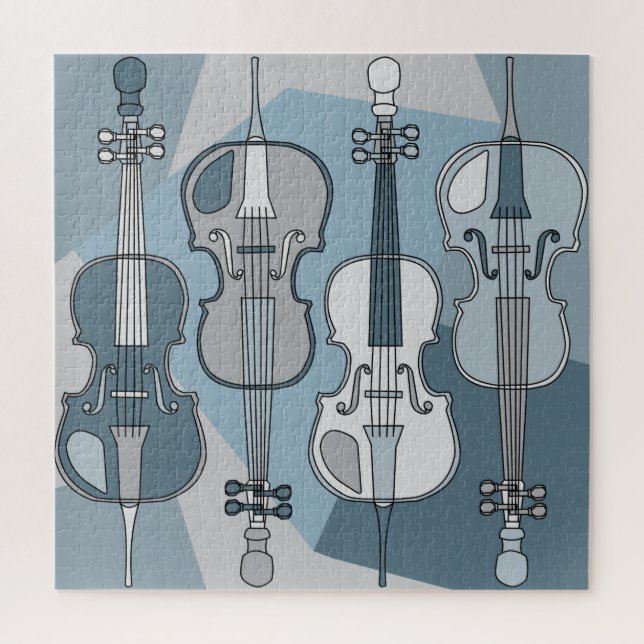Puzzle Coloré Cellos Motif Blues (Vertical)