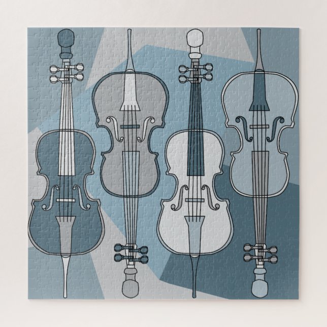 Puzzle Coloré Cellos Motif Blues (Vertical)