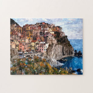 Puzzle Coloré Manarola Cinque Terre Aquarelle Art