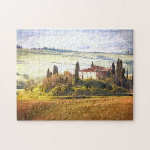 Puzzle Coloré Toscane Collines Paysage Pittoresque Aquare