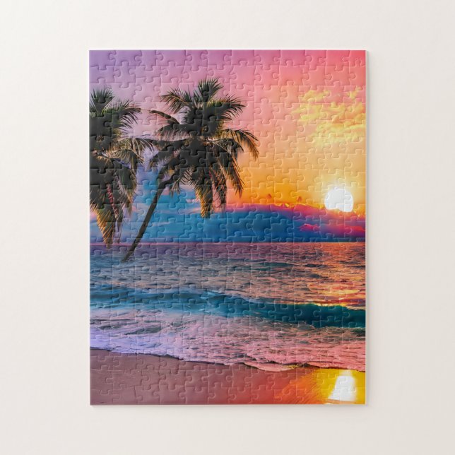 Puzzle coloré Watercolor Beach Sunset (Vertical)