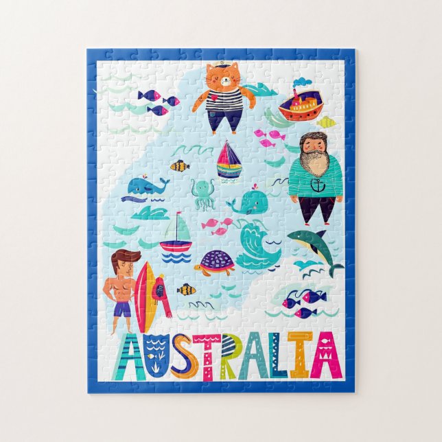 Puzzle Coloré Whimsical Australie affiche de voyage (Vertical)