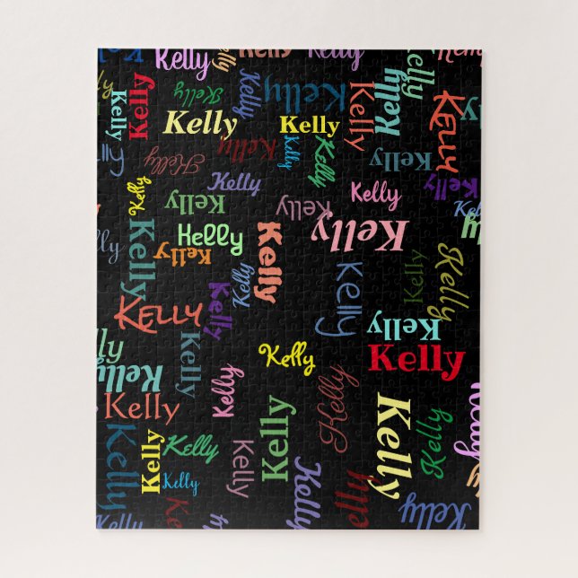 Puzzle Colorful Black Fun Difficile Difficile Monogrammé (Vertical)