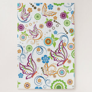 Puzzle Colorful Butterflies and Flowers