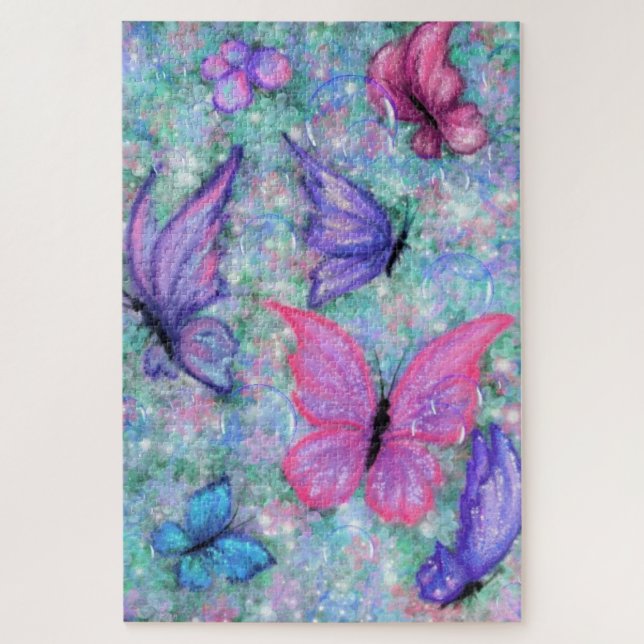 Puzzle Colorful Butterflies Flying - Cute (Vertical)