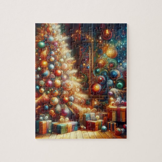 Puzzle Colorful, Cozy Old-Fashioned Retro Christmas Tree  (Vertical)