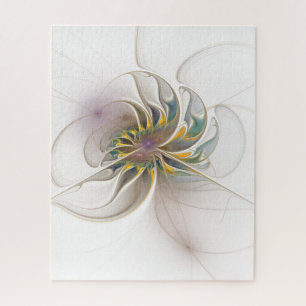 Puzzle Colorful fractal ornament. Flower art