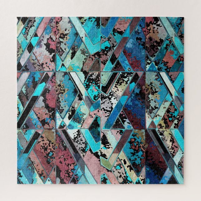 Puzzle Colorful Geometric Abstract Pattern (Vertical)