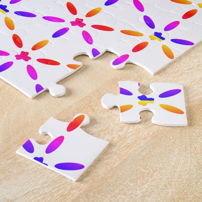 Puzzle Colorful Geometric Pattern on White (Côté)