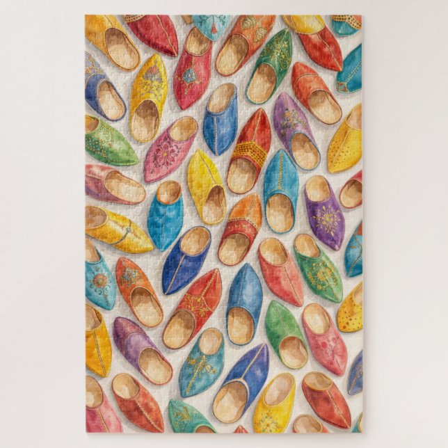 Puzzle Colorful Moroccan Babouche Slippers (Vertical)
