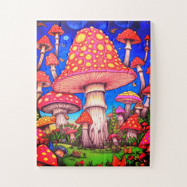 Puzzle Colorful Mushrooms 30 Large Pieces on a  (Vertical)