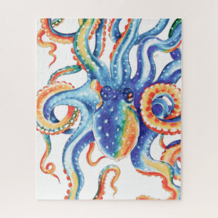 Puzzle Colorful Octopus Watercolor