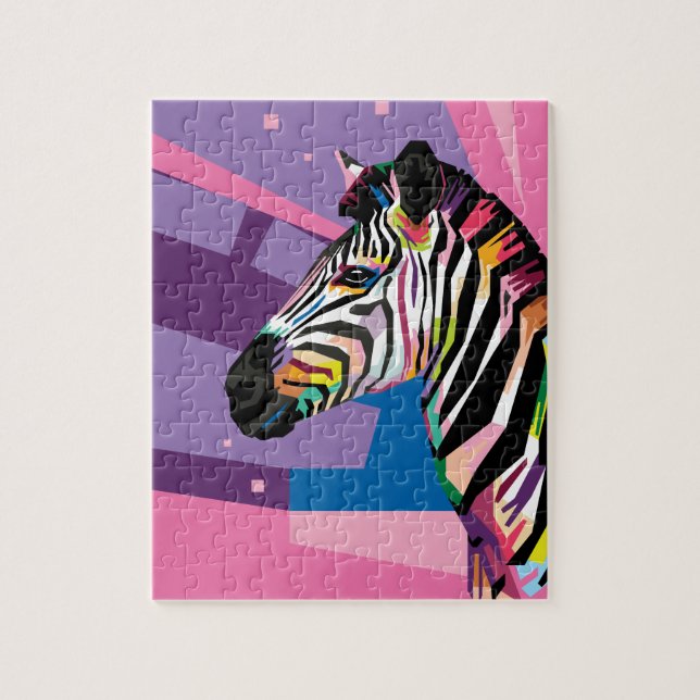 Puzzle Colorful Pop Art Zebra Portrait (Vertical)
