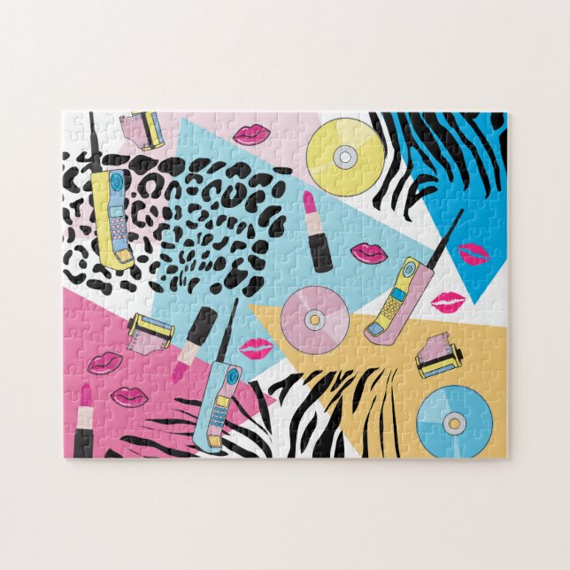 Puzzle Colorful Retro 1990's Nineties Motif (Horizontal)