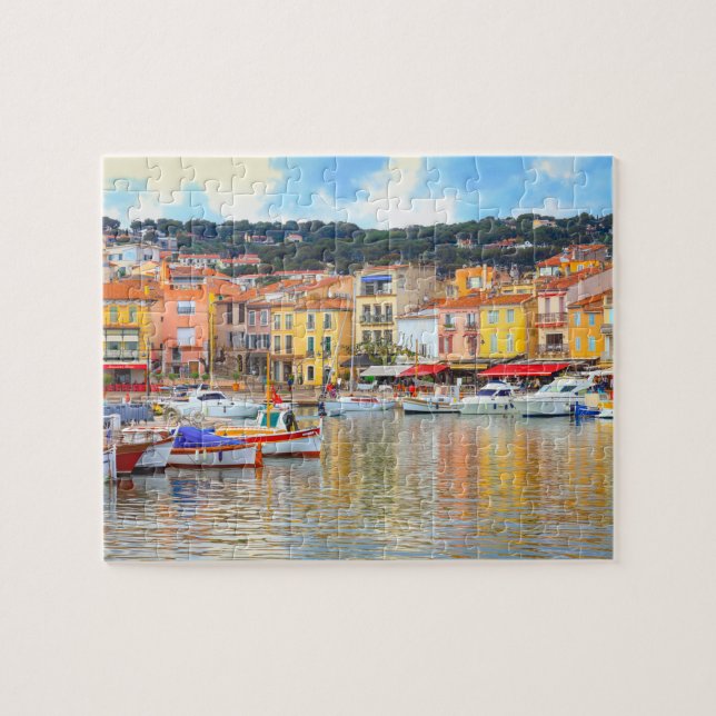Puzzle Colorful Seaside Buildings Boats Marseille France (Horizontal)